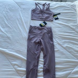 Nike Women's One Luxe 7/8 Lacing Tights & Sports Bra- New -Purple Smoke - Small